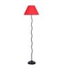 Bunsen Red Cottan Fabric Shade Club Floor Lamp With Iron Base