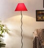 Bunsen Red Cottan Fabric Shade Club Floor Lamp With Iron Base