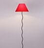 Bunsen Red Cottan Fabric Shade Club Floor Lamp With Iron Base