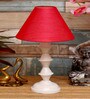 Red Shade Table Lamp With Metal Base