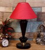 Red Shade Table Lamp With Metal Base