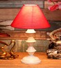 Red Shade Table Lamp With Metal Base