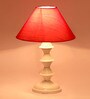 Red Shade Table Lamp With Metal Base