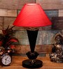 Red Shade Table Lamp With Metal Base