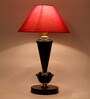 Red Shade Table Lamp With Metal Base