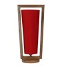 Genoa Red Cotton and Acrylic Shade Table Lamp With Mango wood Base