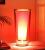 Genoa Red Cotton and Acrylic Shade Table Lamp With Mango wood Base
