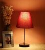 Troyes Red Fabric Shade Night Lamp With Aluminium Base