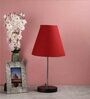 Troyes Red Fabric Shade Night Lamp With Aluminium Base