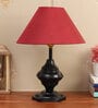 Hamilton Red Fabric Shade Night Lamp With Metal Base