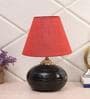 Demarius Red Fabric Shade Night Lamp With Teracotta Base