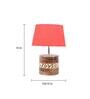 Red Shade Table Lamp With Brown & Off White Wood Base