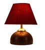 Red Shade Table Lamp With Brown Terracotta Base