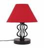 Red Shade Table Lamp With Iron Base