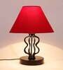 Red Shade Table Lamp With Iron Base