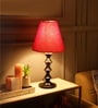 Knepp Red Fabric Shade Night Lamp With Metal Base