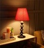 Elona Red Fabric Shade Night Lamp With Metal Base