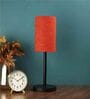 Bling Red Fabric Shade Night Lamp With Metal Base