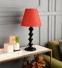 Elona Red Fabric Shade Night Lamp With Metal Base