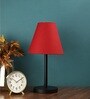 Demarius Red Fabric Shade Night Lamp With Metal Base