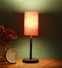 Bling Red Fabric Shade Night Lamp With Metal Base