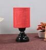 Red Shade Table Lamp With Metal Base