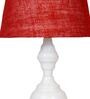 Red Shade Table Lamp With Metal Base