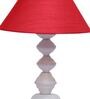 Red Shade Table Lamp With Metal Base
