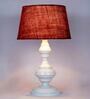 Red Shade Table Lamp With Metal Base