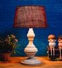 Red Shade Table Lamp With Metal Base