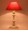 Red Shade Table Lamp With Metal Base