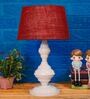 Red Shade Table Lamp With Metal Base