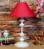 Red Shade Table Lamp With Metal Base