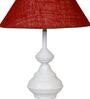 Red Shade Table Lamp With Metal Base