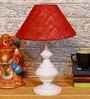 Red Shade Table Lamp With Metal Base