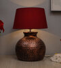 Red Shade Table Lamp With Metal Base