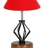 Red Shade Table Lamp With Shade Table Lamp With Wood & Iron Base