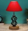 Red Shade Table Lamp With Shade Table Lamp With Wood & Iron Base