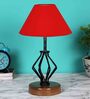 Red Shade Table Lamp With Shade Table Lamp With Wood & Iron Base