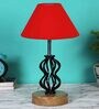 Red Shade Table Lamp With Shade Table Lamp With Wood & Iron Base