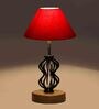 Red Shade Table Lamp With Shade Table Lamp With Wood & Iron Base
