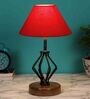 Red Shade Table Lamp With Shade Table Lamp With Wood & Iron Base