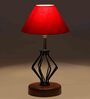 Red Shade Table Lamp With Shade Table Lamp With Wood & Iron Base
