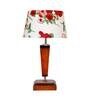 Messina Red Fabric Shade Night Lamp With Wood Base