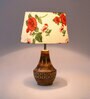 Blender Red Fabric Shade Night Lamp With Wood Base