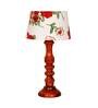 Euclid Red Fabric Shade Night Lamp With Wood Base