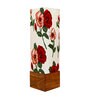 Minimalist Red & White Fabric Shade Table Lamp With Wood Base
