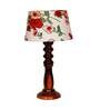 Rocky Red Fabric Shade Night Lamp With Wood Base