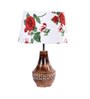 Blender Red Fabric Shade Night Lamp With Wood Base