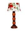 Colonial Red Fabric Shade Night Lamp With Wood Base